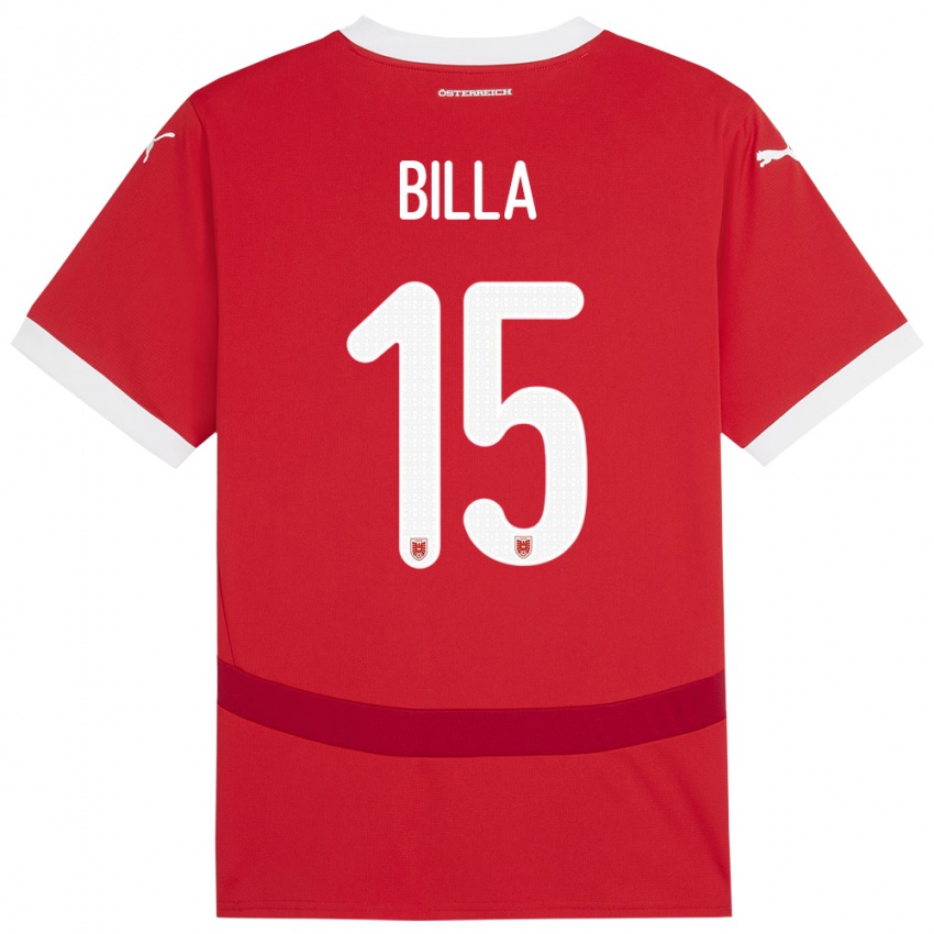 Børn Østrig Nicole Billa #15 Rød Hjemmebane Spillertrøjer 24-26 Trøje T-Shirt