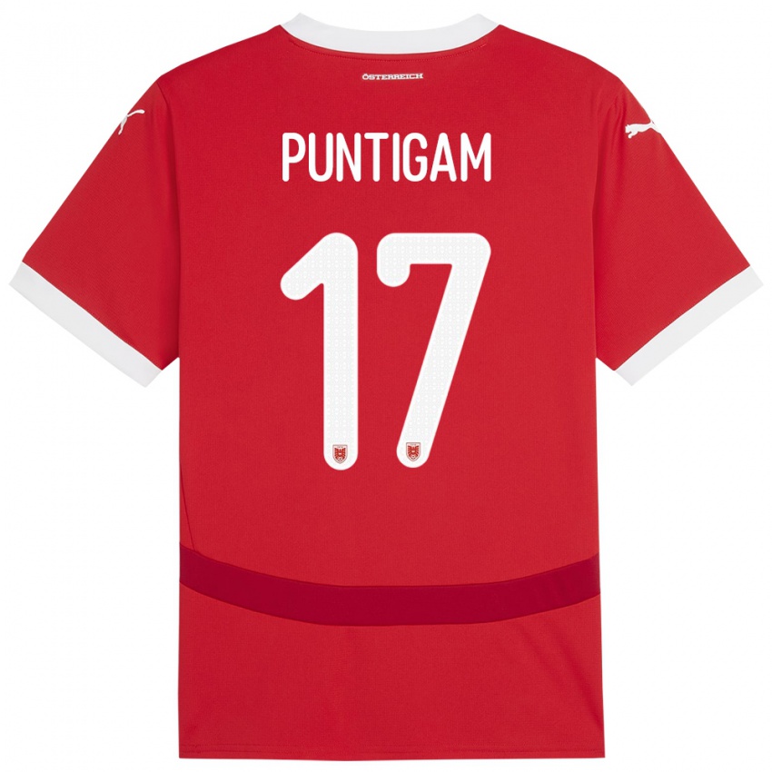 Børn Østrig Sarah Puntigam #17 Rød Hjemmebane Spillertrøjer 24-26 Trøje T-Shirt