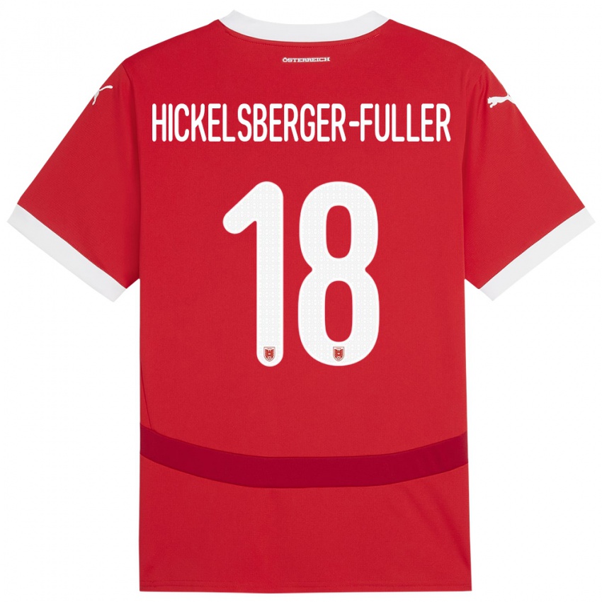 Børn Østrig Julia Hickelsberger-Füller #18 Rød Hjemmebane Spillertrøjer 24-26 Trøje T-Shirt