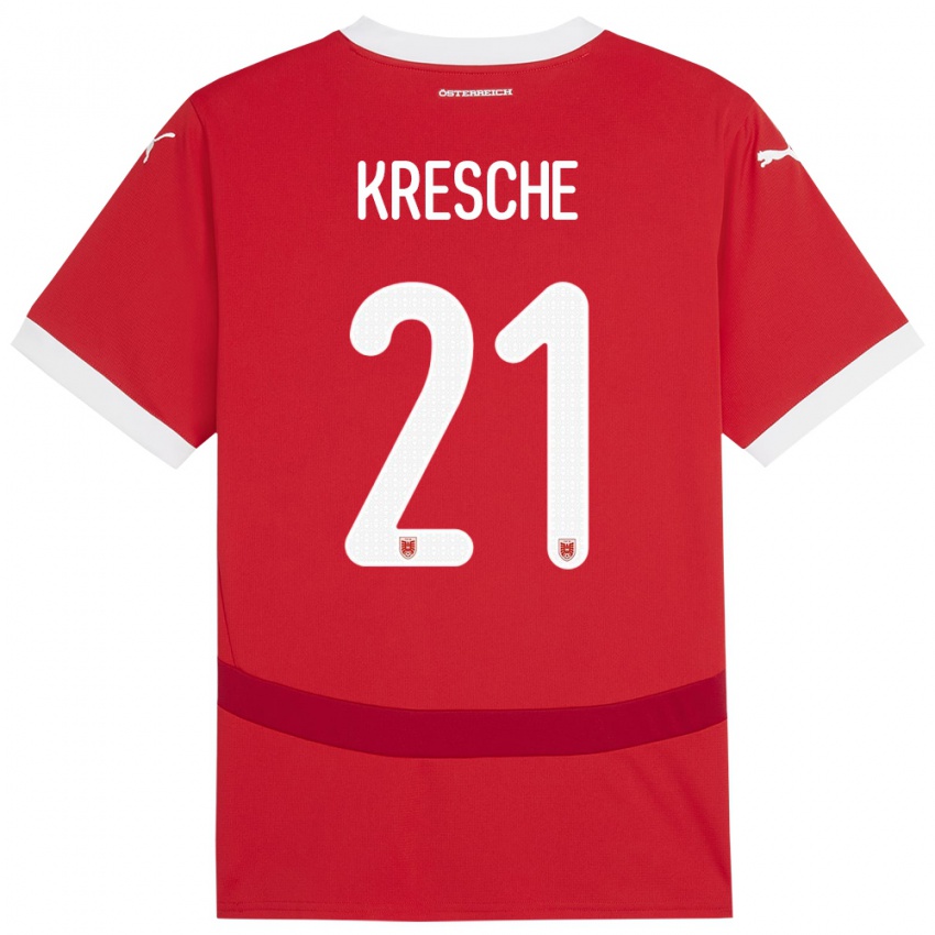 Børn Østrig Isabella Kresche #21 Rød Hjemmebane Spillertrøjer 24-26 Trøje T-Shirt