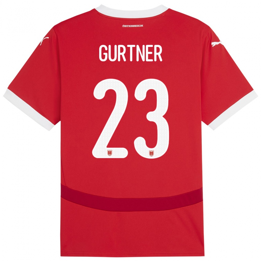 Børn Østrig Andrea Gurtner #23 Rød Hjemmebane Spillertrøjer 24-26 Trøje T-Shirt