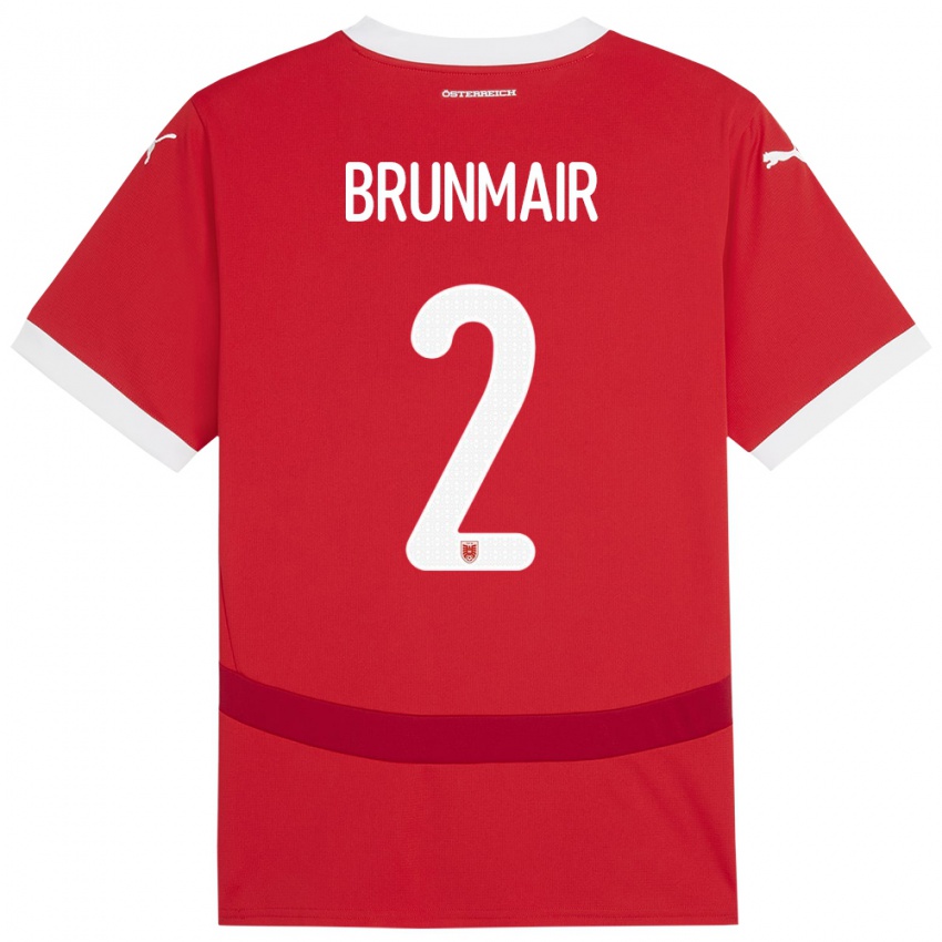 Børn Østrig Livia Brunmair #2 Rød Hjemmebane Spillertrøjer 24-26 Trøje T-Shirt