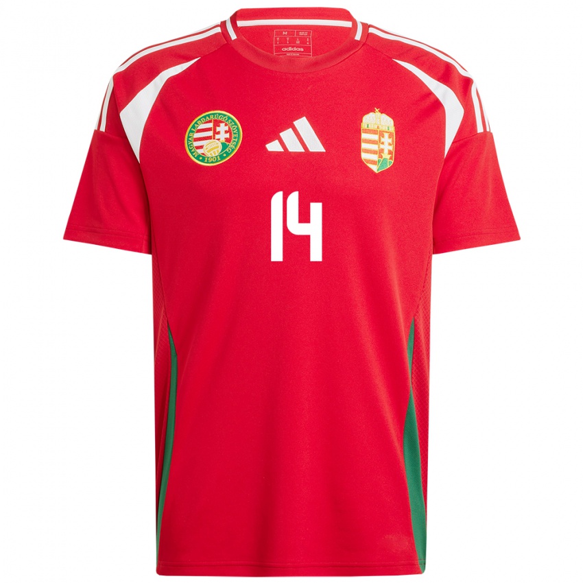 Børn Ungarn Artúr Horváth #14 Rød Hjemmebane Spillertrøjer 24-26 Trøje T-Shirt