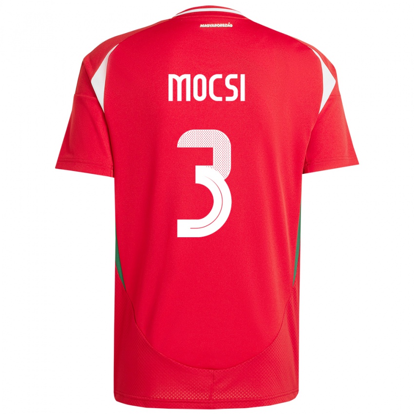 Børn Ungarn Attila Mocsi #3 Rød Hjemmebane Spillertrøjer 24-26 Trøje T-Shirt