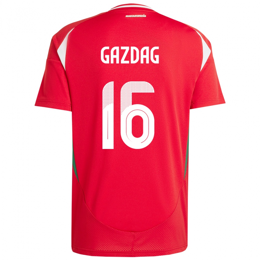 Børn Ungarn Dániel Gazdag #16 Rød Hjemmebane Spillertrøjer 24-26 Trøje T-Shirt