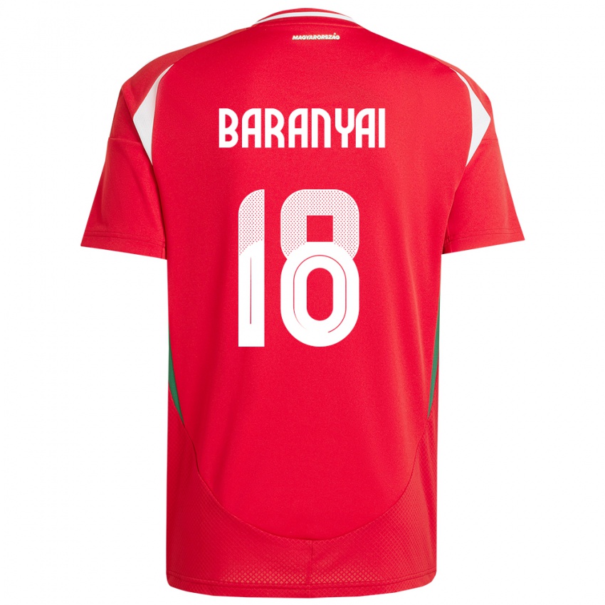 Børn Ungarn Nimród Baranyai #18 Rød Hjemmebane Spillertrøjer 24-26 Trøje T-Shirt