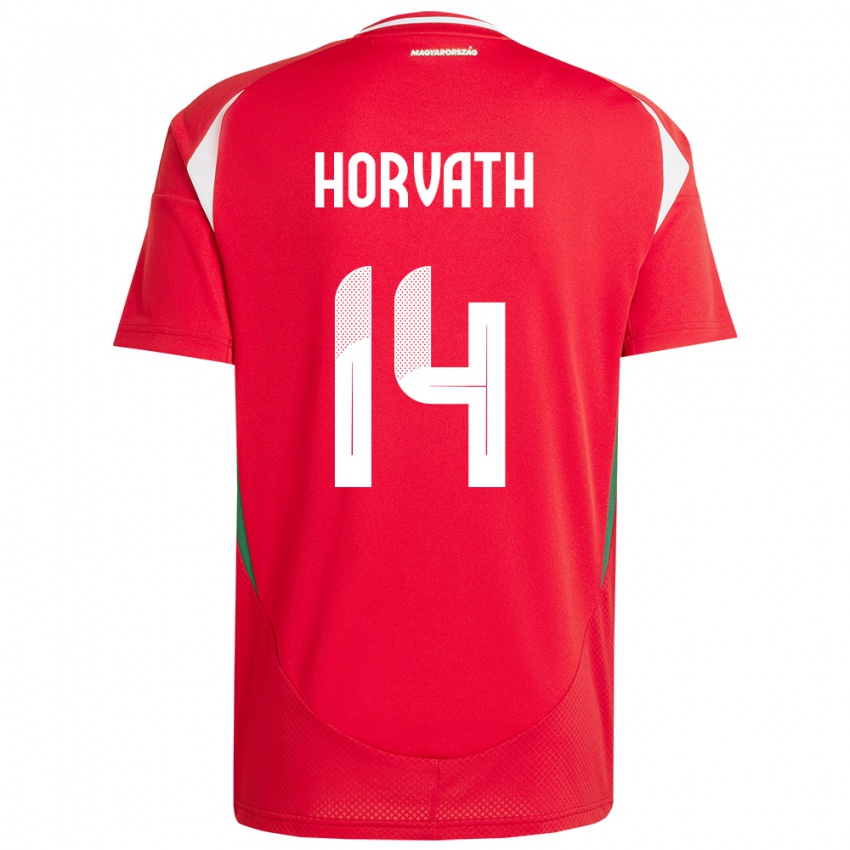 Børn Ungarn Artúr Horváth #14 Rød Hjemmebane Spillertrøjer 24-26 Trøje T-Shirt