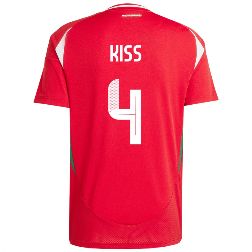 Børn Ungarn Bálint Kiss #4 Rød Hjemmebane Spillertrøjer 24-26 Trøje T-Shirt