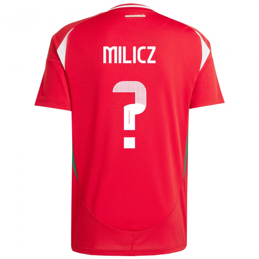 Børn Ungarn Péter Milicz #0 Rød Hjemmebane Spillertrøjer 24-26 Trøje T-Shirt