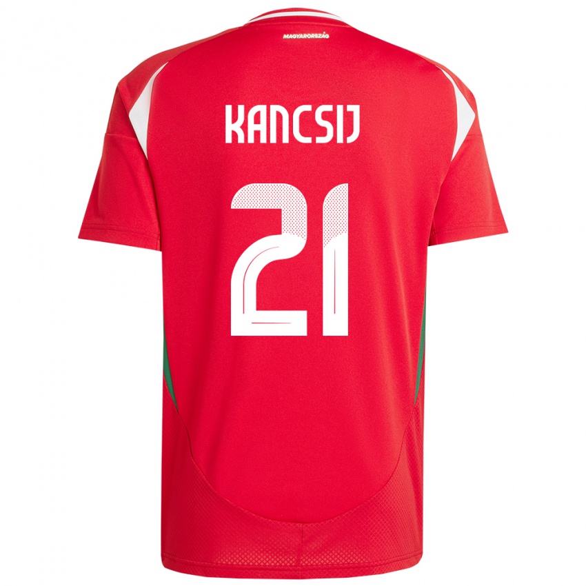 Børn Ungarn Artúr Kancsij #21 Rød Hjemmebane Spillertrøjer 24-26 Trøje T-Shirt