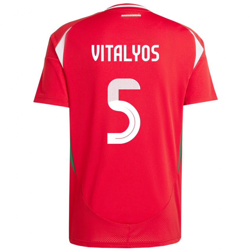 Børn Ungarn Viktor Vitályos #5 Rød Hjemmebane Spillertrøjer 24-26 Trøje T-Shirt