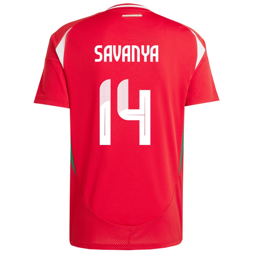Børn Ungarn Csilla Savanya #14 Rød Hjemmebane Spillertrøjer 24-26 Trøje T-Shirt