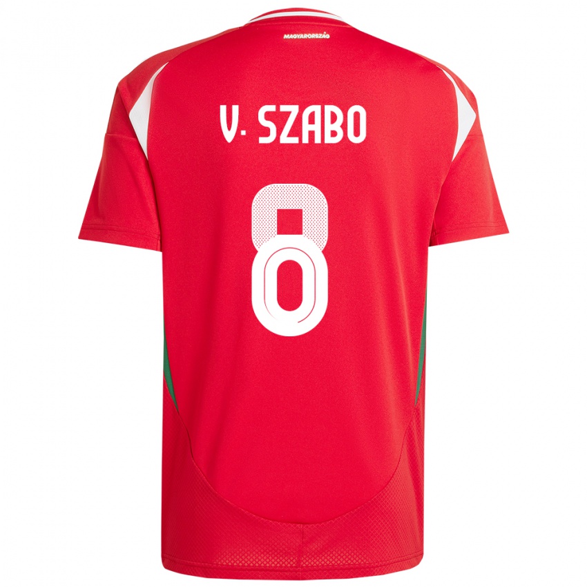 Børn Ungarn Viktória Szabó #8 Rød Hjemmebane Spillertrøjer 24-26 Trøje T-Shirt