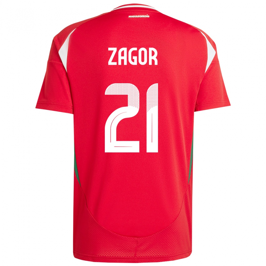 Børn Ungarn Bernadett Zágor #21 Rød Hjemmebane Spillertrøjer 24-26 Trøje T-Shirt