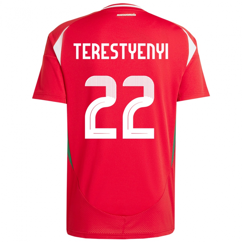 Børn Ungarn Anna Terestyényi #22 Rød Hjemmebane Spillertrøjer 24-26 Trøje T-Shirt