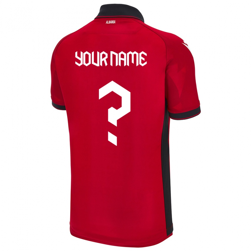 Børn Albanien Dit Navn #0 Rød Hjemmebane Spillertrøjer 24-26 Trøje T-Shirt