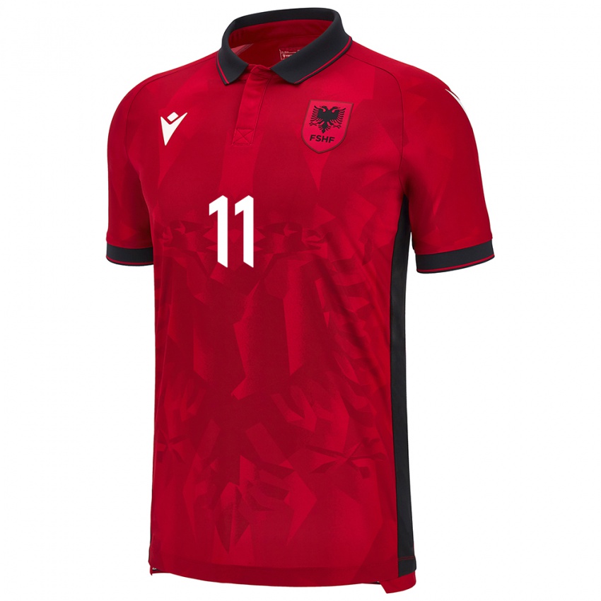 Børn Albanien Stiven Shpendi #11 Rød Hjemmebane Spillertrøjer 24-26 Trøje T-Shirt