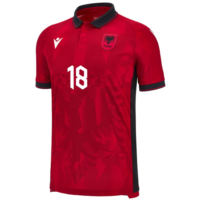 Børn Albanien Klea Hamonikaj #18 Rød Hjemmebane Spillertrøjer 24-26 Trøje T-Shirt