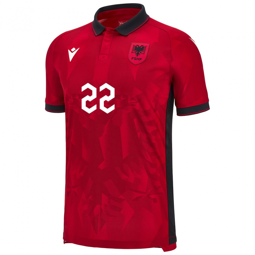 Børn Albanien Ysni Ismaili #22 Rød Hjemmebane Spillertrøjer 24-26 Trøje T-Shirt