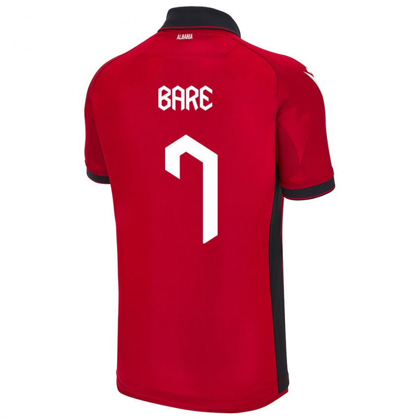 Børn Albanien Keidi Bare #7 Rød Hjemmebane Spillertrøjer 24-26 Trøje T-Shirt