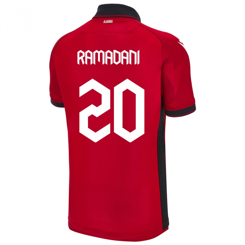 Børn Albanien Ylber Ramadani #20 Rød Hjemmebane Spillertrøjer 24-26 Trøje T-Shirt