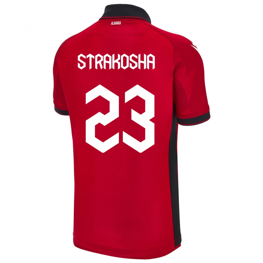 Børn Albanien Thomas Strakosha #23 Rød Hjemmebane Spillertrøjer 24-26 Trøje T-Shirt