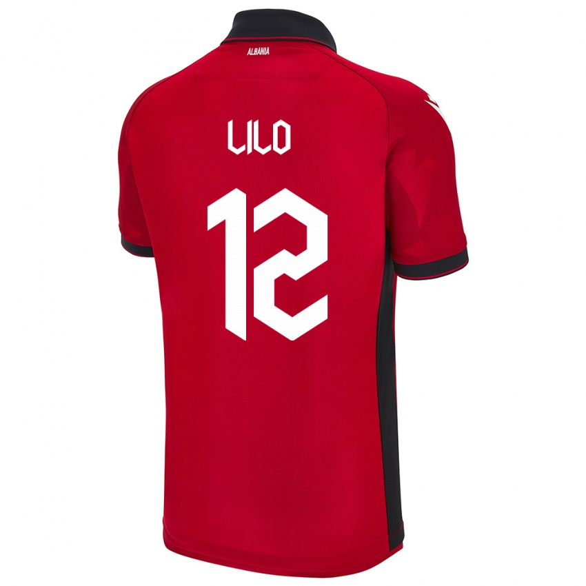 Børn Albanien Klidman Lilo #12 Rød Hjemmebane Spillertrøjer 24-26 Trøje T-Shirt