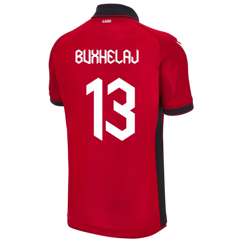 Børn Albanien Paulo Buxhelaj #13 Rød Hjemmebane Spillertrøjer 24-26 Trøje T-Shirt