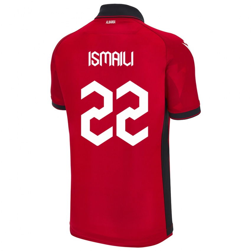 Børn Albanien Ysni Ismaili #22 Rød Hjemmebane Spillertrøjer 24-26 Trøje T-Shirt