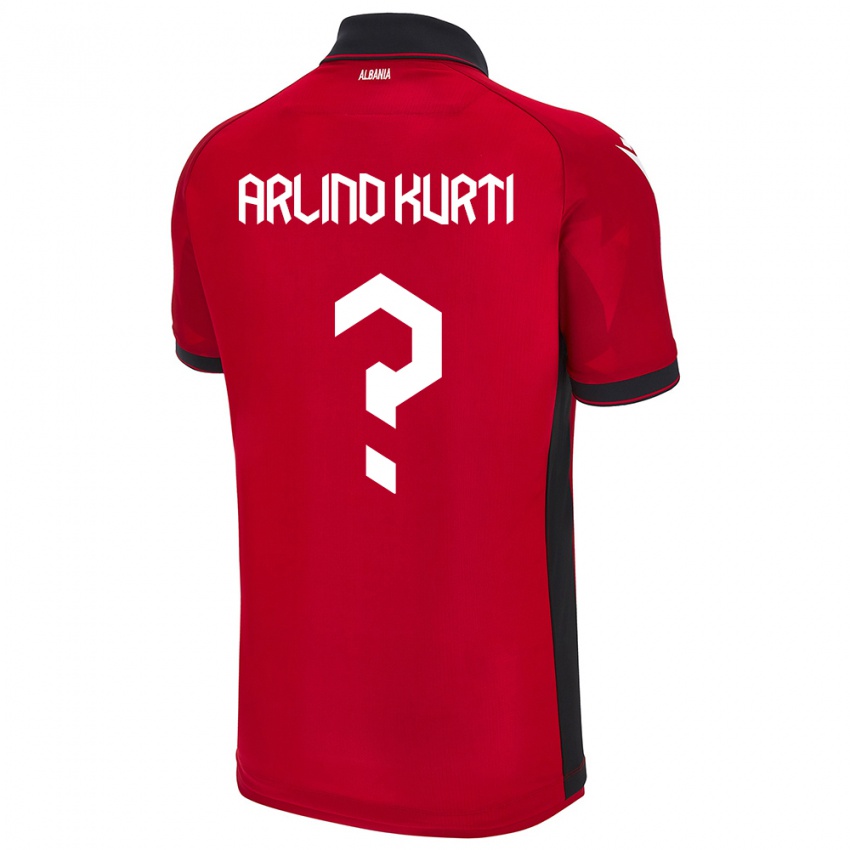 Børn Albanien Arlind Kurti #0 Rød Hjemmebane Spillertrøjer 24-26 Trøje T-Shirt