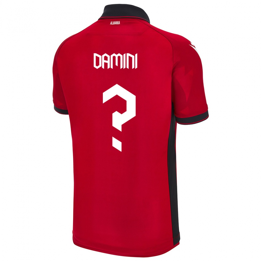 Børn Albanien Aljon Damini #0 Rød Hjemmebane Spillertrøjer 24-26 Trøje T-Shirt