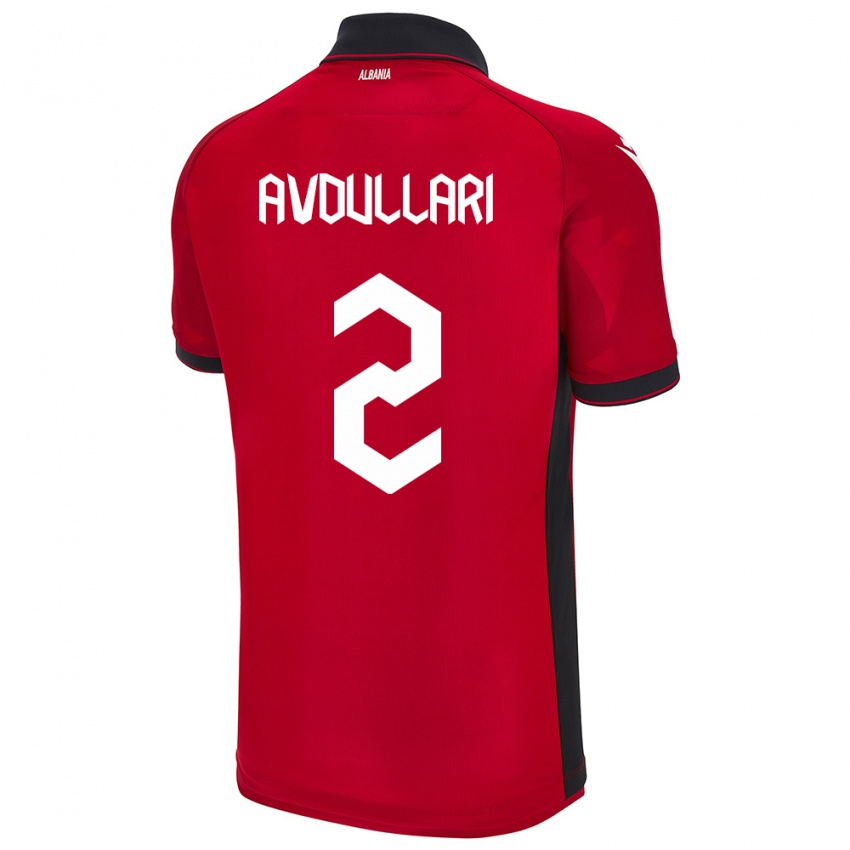 Børn Albanien Davide Avdullari #2 Rød Hjemmebane Spillertrøjer 24-26 Trøje T-Shirt