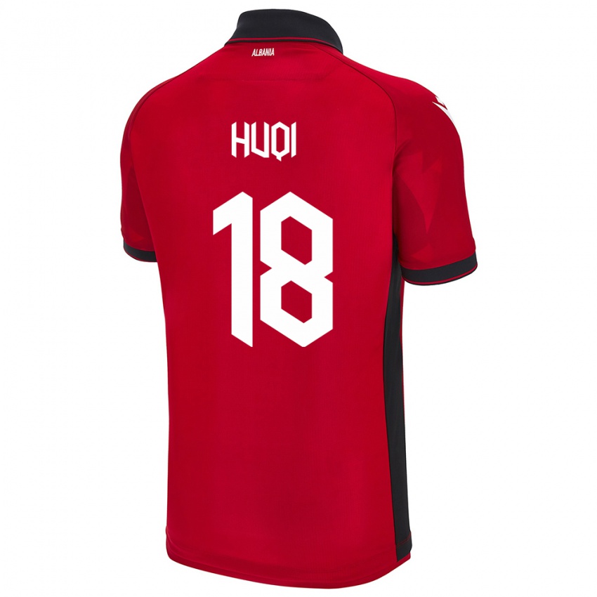 Børn Albanien Mattia Huqi #18 Rød Hjemmebane Spillertrøjer 24-26 Trøje T-Shirt