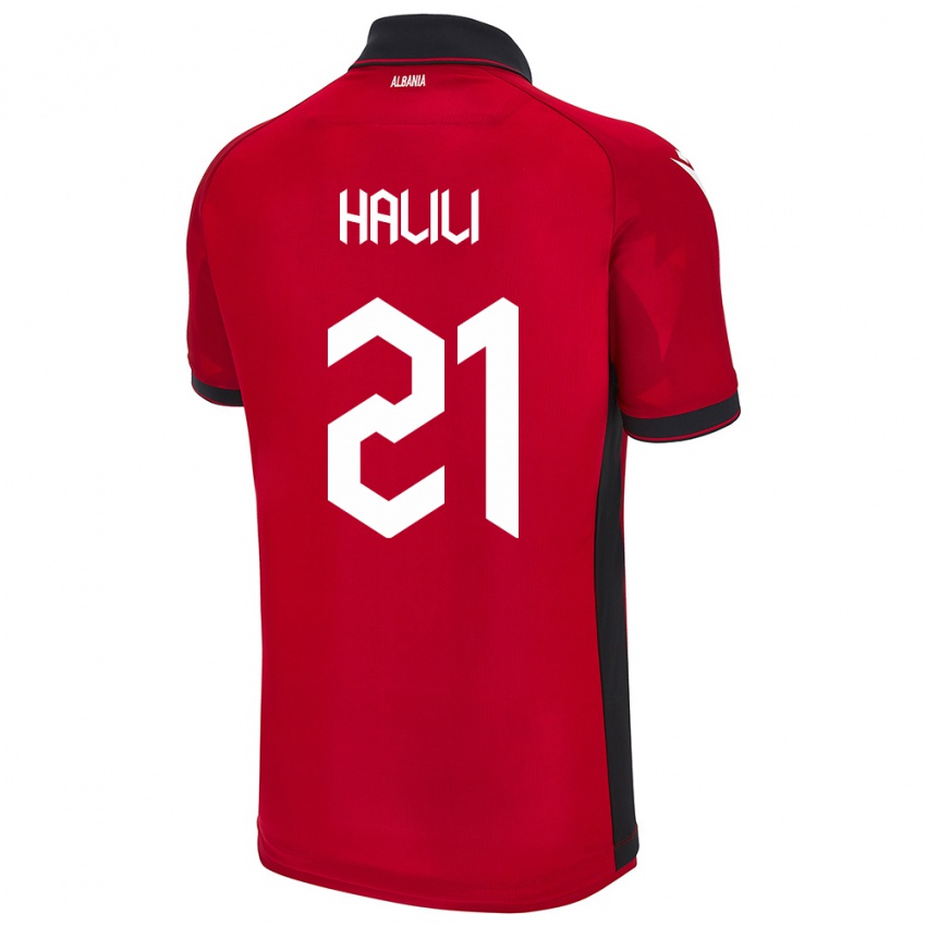 Børn Albanien Renato Halili #21 Rød Hjemmebane Spillertrøjer 24-26 Trøje T-Shirt