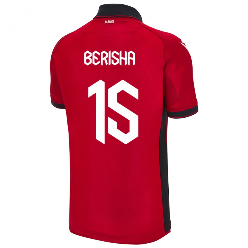 Børn Albanien Gresa Berisha #15 Rød Hjemmebane Spillertrøjer 24-26 Trøje T-Shirt