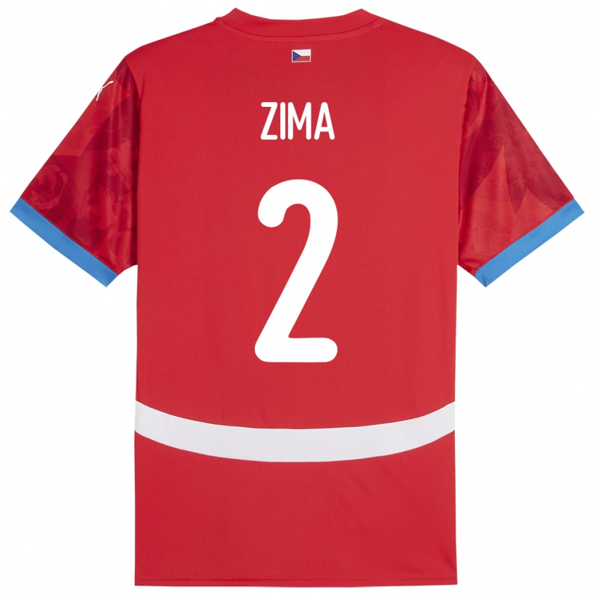 Børn Tjekkiet David Zima #2 Rød Hjemmebane Spillertrøjer 24-26 Trøje T-Shirt