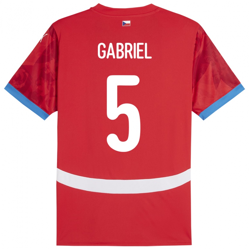 Børn Tjekkiet Adam Gabriel #5 Rød Hjemmebane Spillertrøjer 24-26 Trøje T-Shirt