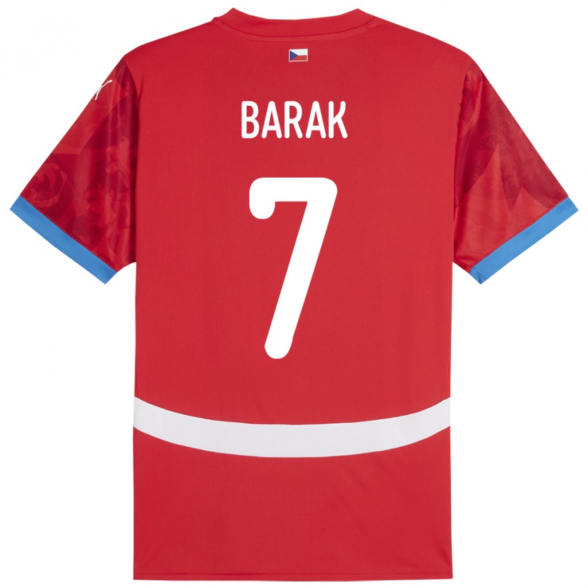 Børn Tjekkiet Antonín Barák #7 Rød Hjemmebane Spillertrøjer 24-26 Trøje T-Shirt