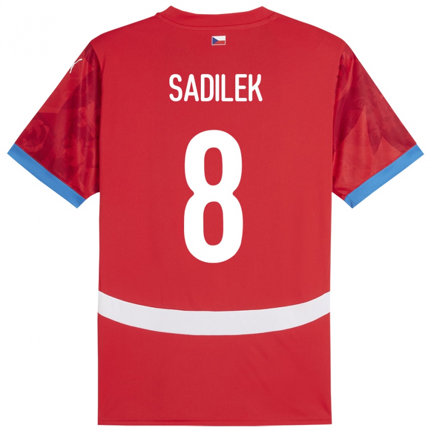 Børn Tjekkiet Michal Sadílek #8 Rød Hjemmebane Spillertrøjer 24-26 Trøje T-Shirt