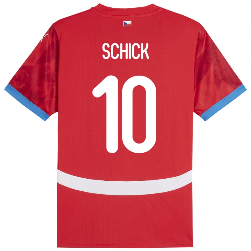 Børn Tjekkiet Patrik Schick #10 Rød Hjemmebane Spillertrøjer 24-26 Trøje T-Shirt