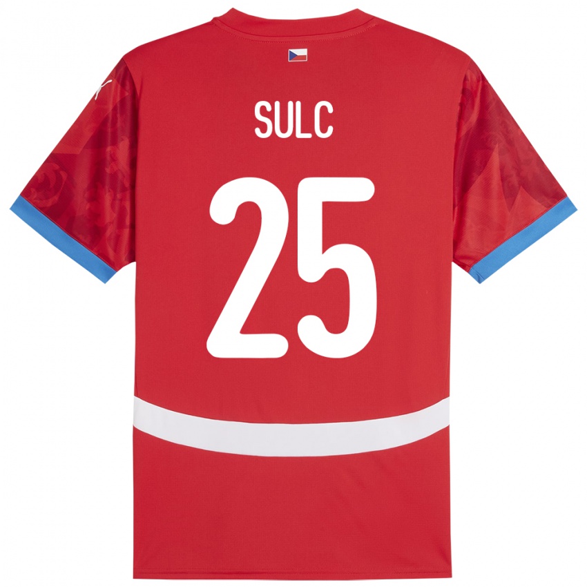 Børn Tjekkiet Pavel Sulc #25 Rød Hjemmebane Spillertrøjer 24-26 Trøje T-Shirt