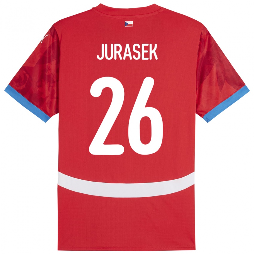 Børn Tjekkiet Matej Jurasek #26 Rød Hjemmebane Spillertrøjer 24-26 Trøje T-Shirt