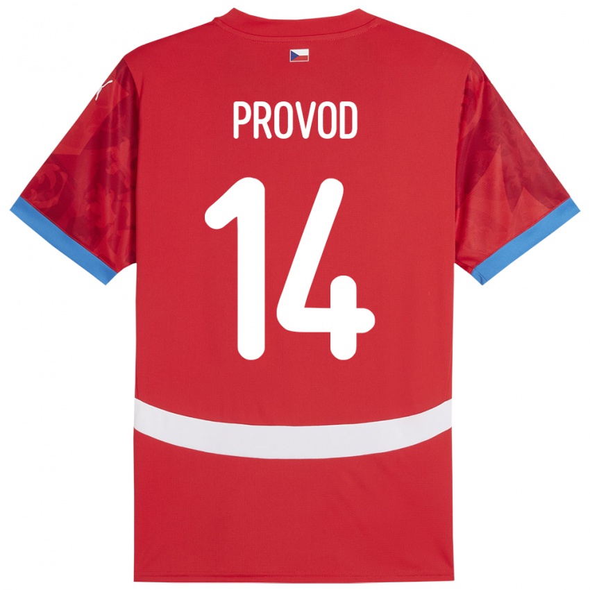 Børn Tjekkiet Lukas Provod #14 Rød Hjemmebane Spillertrøjer 24-26 Trøje T-Shirt