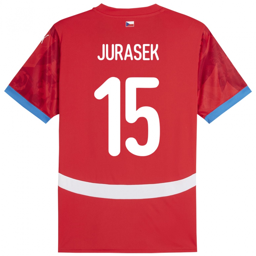 Børn Tjekkiet David Jurásek #15 Rød Hjemmebane Spillertrøjer 24-26 Trøje T-Shirt