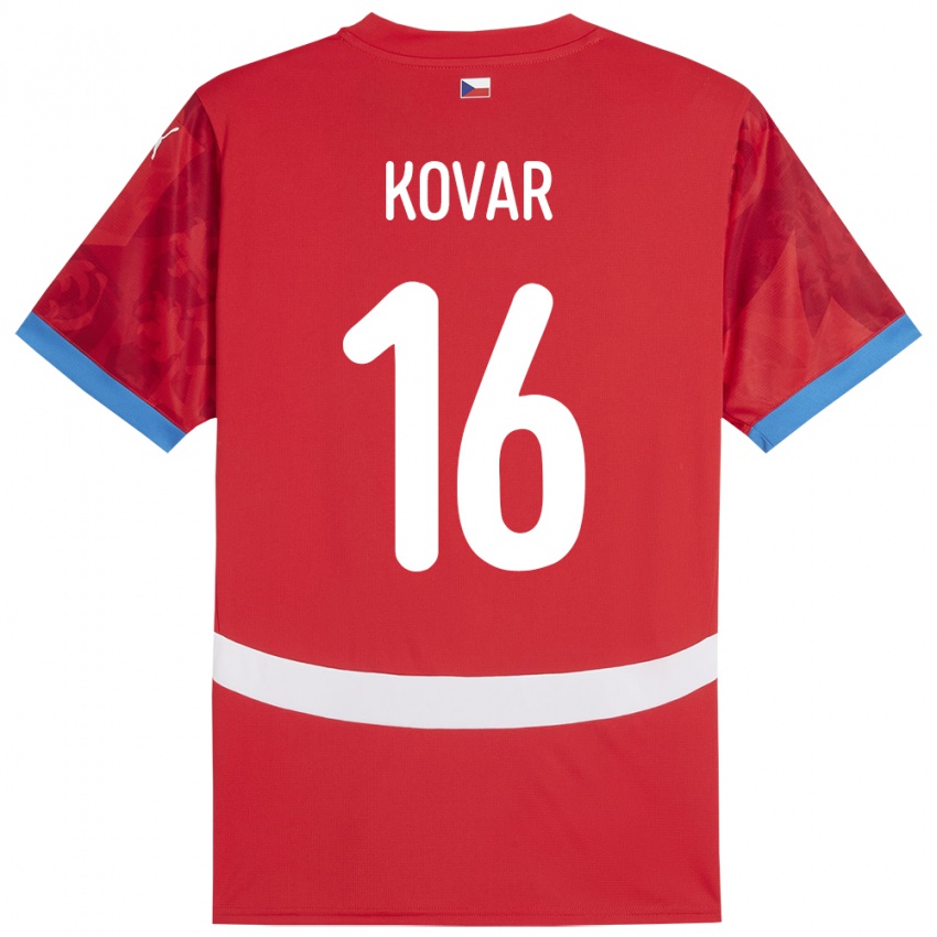 Børn Tjekkiet Matej Kovar #16 Rød Hjemmebane Spillertrøjer 24-26 Trøje T-Shirt