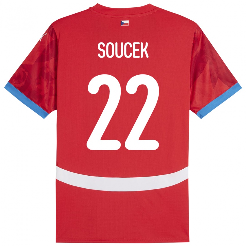 Børn Tjekkiet Tomas Soucek #22 Rød Hjemmebane Spillertrøjer 24-26 Trøje T-Shirt