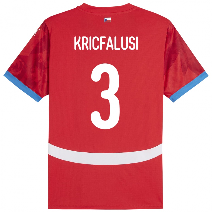 Børn Tjekkiet Ondrej Kricfalusi #3 Rød Hjemmebane Spillertrøjer 24-26 Trøje T-Shirt