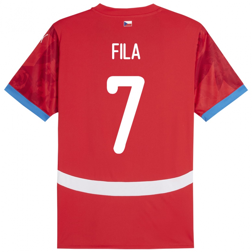 Børn Tjekkiet Daniel Fila #7 Rød Hjemmebane Spillertrøjer 24-26 Trøje T-Shirt