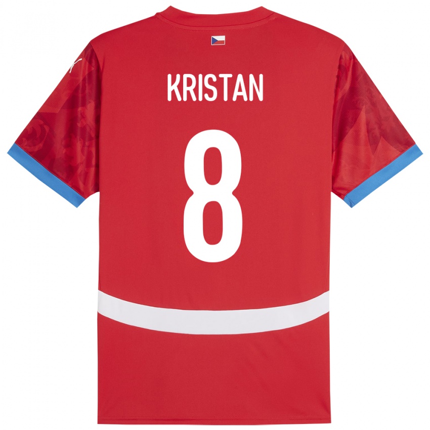 Børn Tjekkiet Jakub Kristan #8 Rød Hjemmebane Spillertrøjer 24-26 Trøje T-Shirt