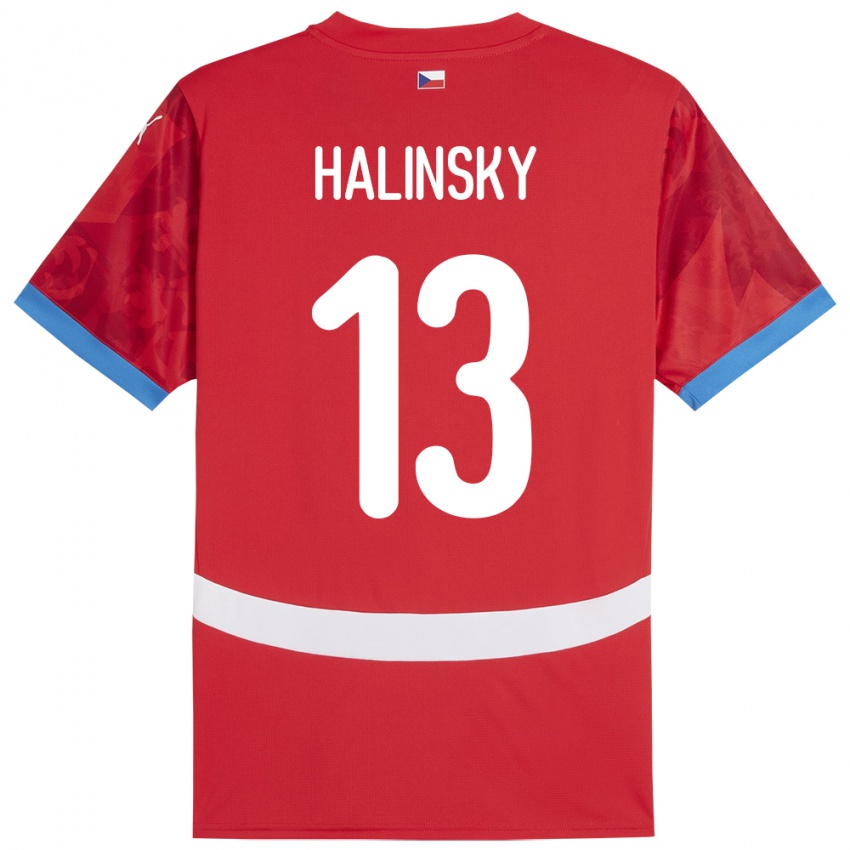 Børn Tjekkiet Denis Halinsky #13 Rød Hjemmebane Spillertrøjer 24-26 Trøje T-Shirt
